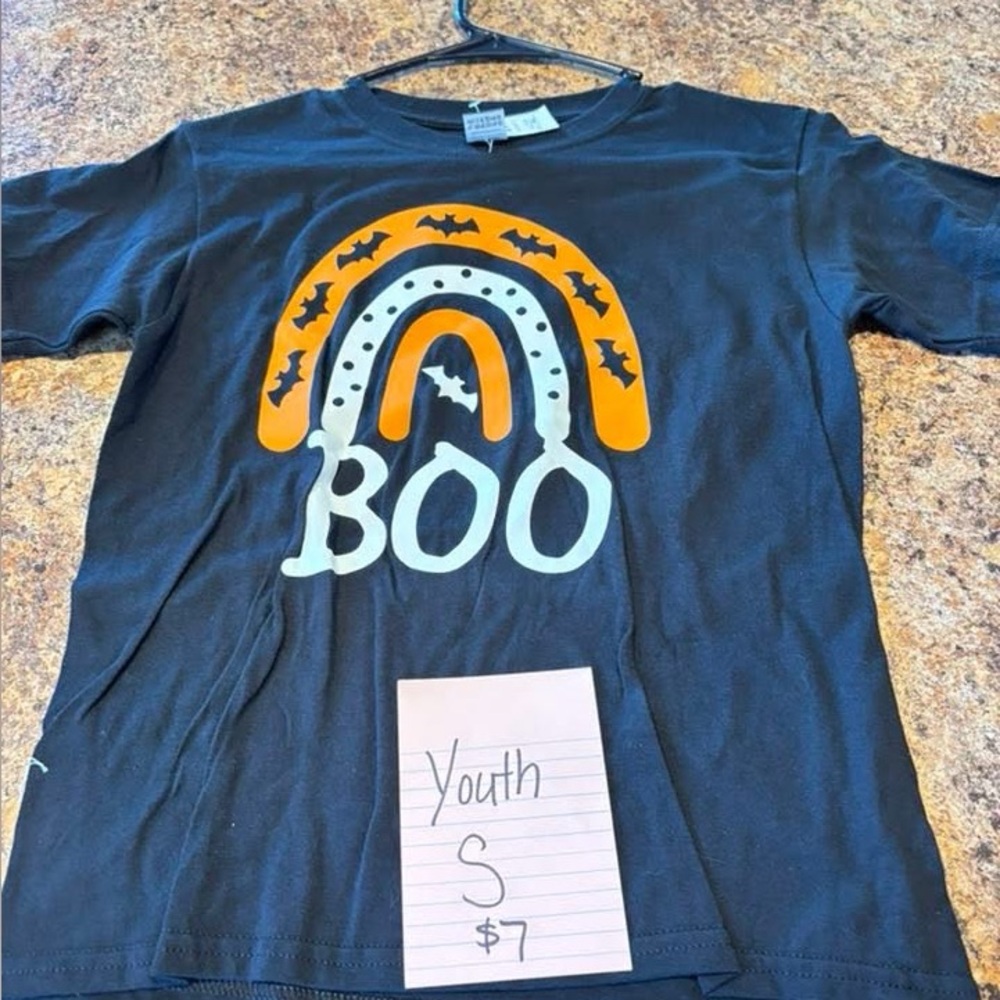 Kids Halloween Boo Shirt - Black and Orange